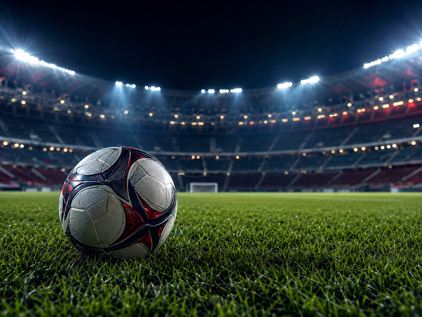 Bola de futebol em um estádio iluminado, capa da programação esportiva de 3 de agosto de 2026